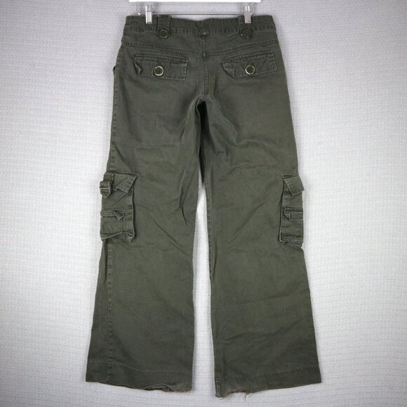 Nitro Low Rise Cotton Cargo Bootcut Wide Flare Womens Size 7/8 Y2K - Picture 2 of 8